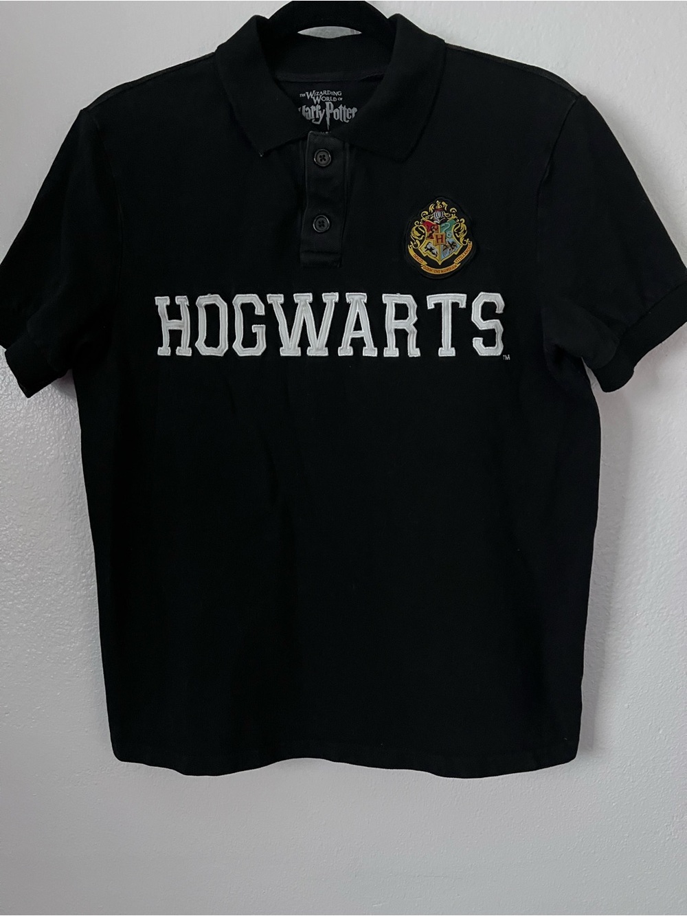 Wizarding World of Harry Potter Hogwarts Polo Shirt Black Size S
